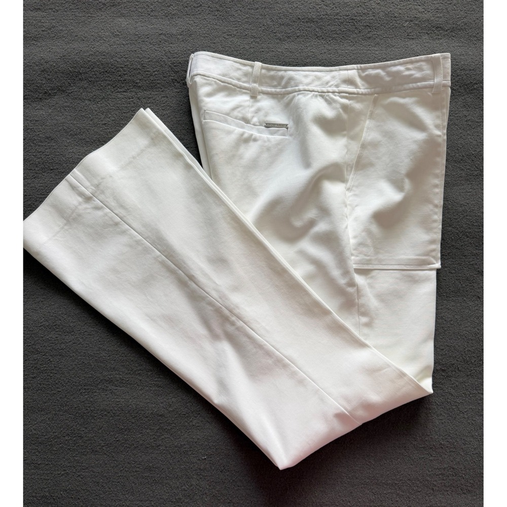 Michael Kors White Flare Leg Stretch Pants Front Patch Pockets Size 8 -EUC